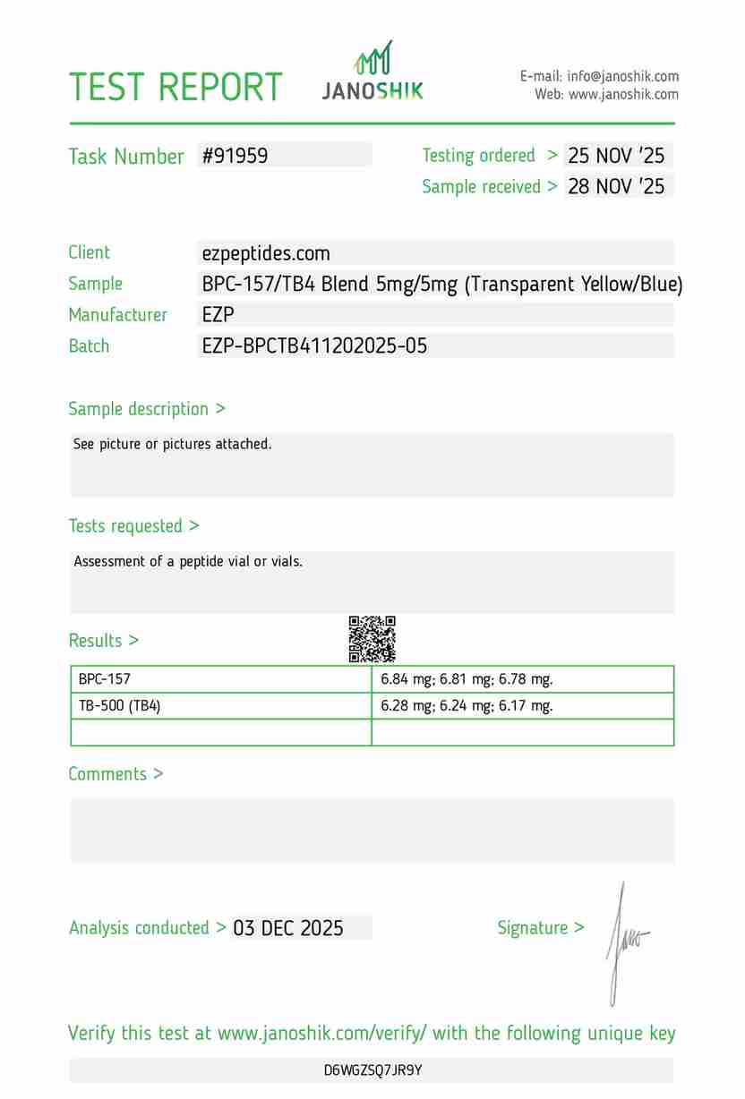 BPC-157 / TB4 Blend 5mg/5mg BPC-157 / TB4 Blend 5mg/5mg
